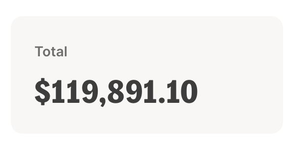 Business result showing $119,891.10