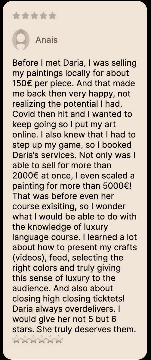 Anaïs Camille sharing her experience after working with Daria